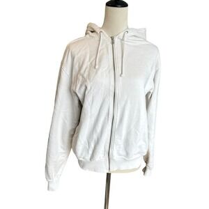 Good American The Classic Zip Up Hoodie White Size 1 (Small)‎
